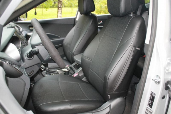 Чехлы на сиденья для Nissan Qashqai 2 (2013-нв) чёрная перфорированная экокожа Classic P03-E03-E01-99-444-15 - Фото 5