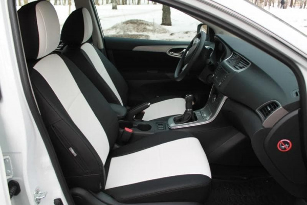 Авточехлы для Форд Мондео 4 (2006-2014) белая экокожа и черный бок BM E32-E03-E01-99-1-1-200-10 - Фото 5