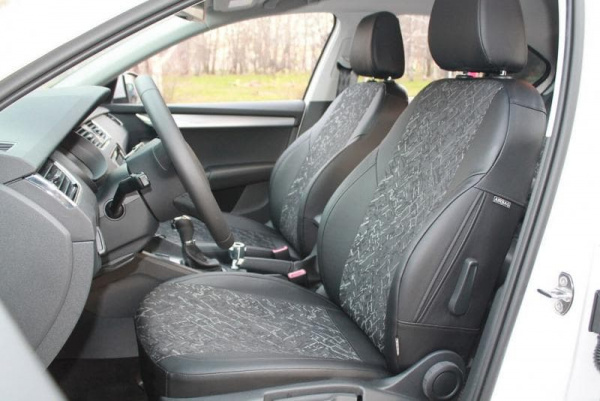 Чехлы на сиденья для Fiat Grande Punto (2005-2010) (Active/Base 5D) черный жаккард с экокожей BM X03-E03-E01-99-1-1-162-11 - Фото 2