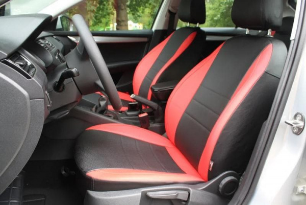 Чехлы для сидений Форд Фиеста Мк6 (2008-2013) (5D) черная экокожа с красным BM P03-E07-E01-99-1-1-172-10 - Фото 4
