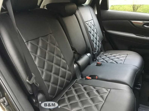 Чехлы на сиденья для Nissan Almera 3 (G15) (2012-2018) чёрная экокожа Double Romb E03-E03-E01-12-434-10 - Фото 4