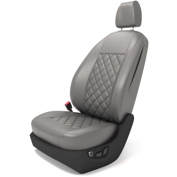 Чехлы на сиденья Renault Logan 2 (2012-2018) (Access/Confort) серая экокожа ромб BM E26-E26-E24-11-K-0-534-32 - Фото 1