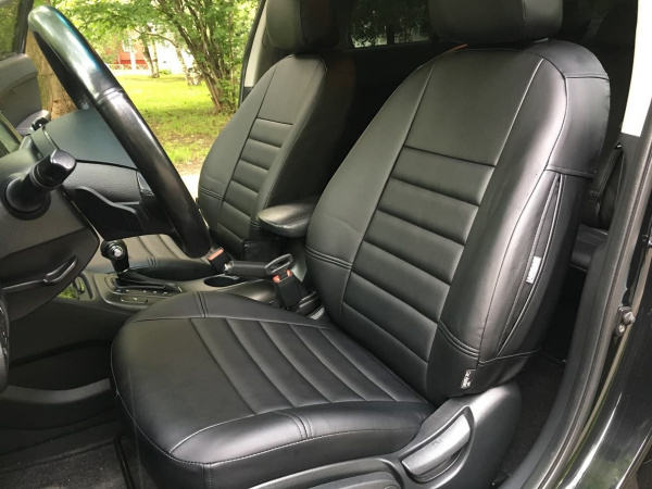 Чехлы для сидений для Chevrolet Spark 2 (2005-2009) чёрная экокожа BM Horizont E03-E03-E01-13-134-00 - Фото 3