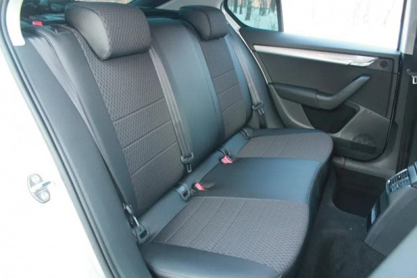 Чехлы на сиденья Opel Corsa D (2006-2011) (кроме ОРС/Essentia) черный жаккард с экокожей BM X01-T17-E01-99-1-1-486-10 - Фото 3