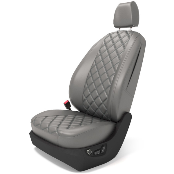 Чехлы на сиденья VW Caddy 3 (2004-2015) (MAXI) серая экокожа и весь центр двойной ромб BM E26-E26-E24-44-K-1-630-10 - Фото 1