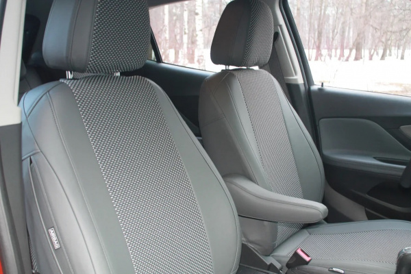 Чехлы на сиденья Daewoo Gentra 2 (2013-2015) серый велюр с экокожей BM T08-E23-E21-99-1-0-122-17 - Фото 3
