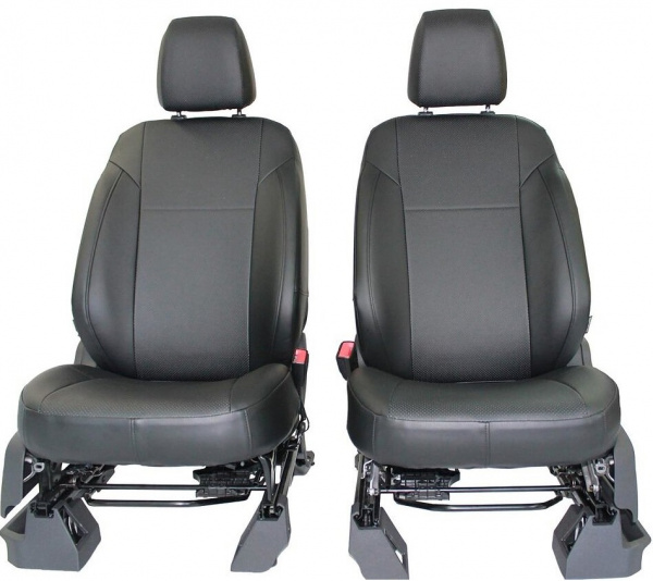 Чехлы на передний ряд сидений Mitsubishi L200 IV (2006-2014) чёрная экокожа с перфорацией BM FONTP03E03E01991040810 - Фото 1