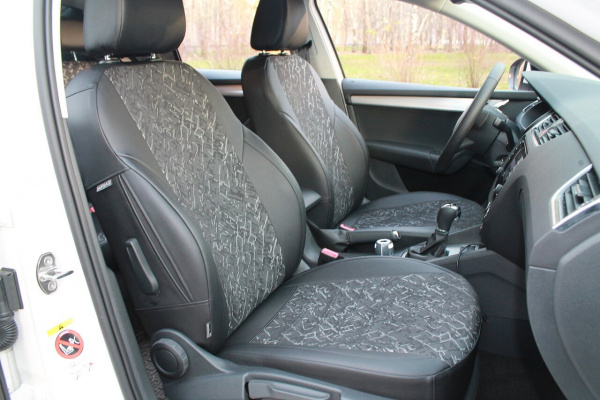 Чехлы на сиденья Volkswagen Polo VI (2020-н. в.) черный жаккард с экокожей BM X03-E03-E01-99-1-0-584-18 - Фото 1
