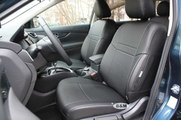 Чехлы для сидений для Nissan Note (2005-2016) чёрная перфорированная экокожа Classic P03-E03-E01-99-440-18 - Фото 3