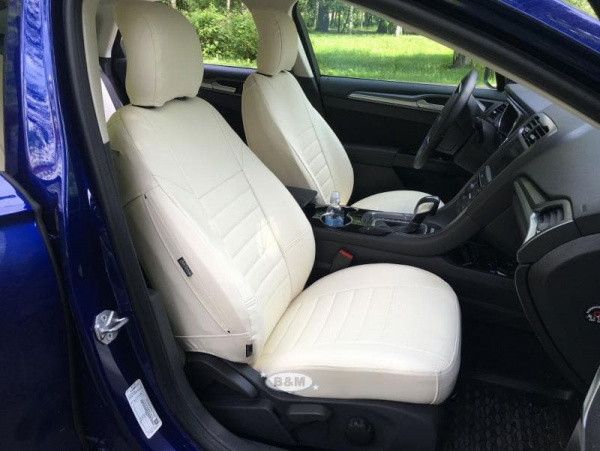 Чехлы для сидений для Hyundai Sonata VIII (DN8) (2019-н. в.) белая/молочная экокожа BM E15-E15-E13-13-1-0-289-10 - Фото 2