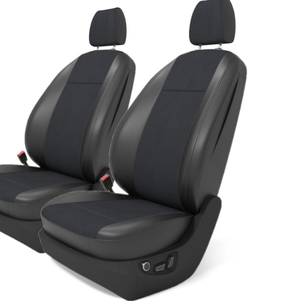 Чехлы на передний ряд сидений для Mitsubishi Pajero 4 (2006-2014) велюр и черная экокожа. (2 места) BM FONT-T03-E03-E01-99-1-0-999-22 - Фото 1