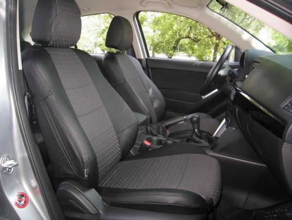Чехлы для сидений Nissan Note (2005-2016) серый жаккард с экокожей BM J07-E03-E01-99-1-1-440-20 - Фото 3