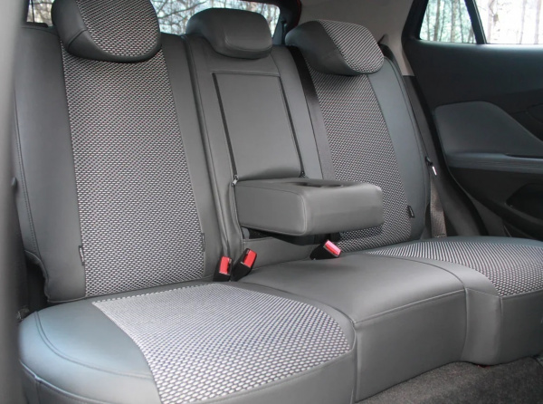 Чехлы на сиденья Volkswagen Polo VI (2020-н. в.) серый велюр с экокожей BM T08-E23-E21-99-1-0-584-21 - Фото 2