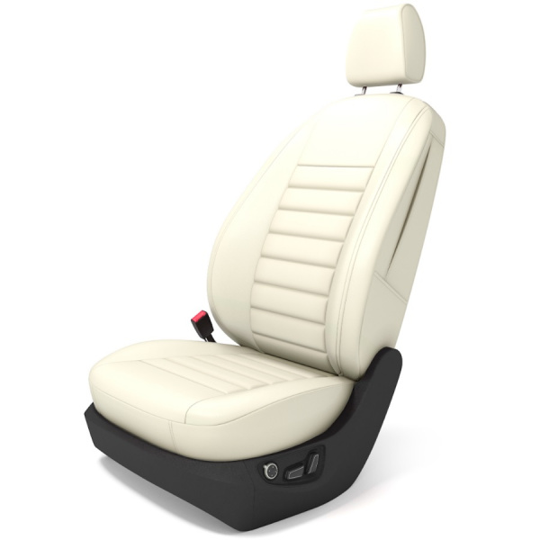 Чехлы для сидений Mazda 3 (BK) (2003-2009) ( кроме MPS) белая/молочная экокожа BM E15-E15-E13-13-1-1-370-10 - Фото 1