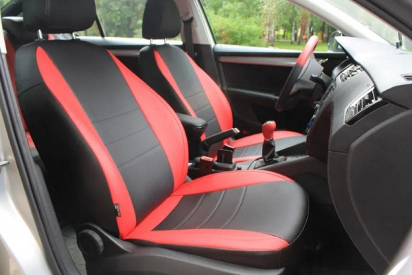 Чехлы для сидений Volkswagen Tiguan 2 (2016-нв) (comfortline и highline и GO) черная экокожа с красным BM P03-E07-E01-99-1-0-654-10 - Фото 2