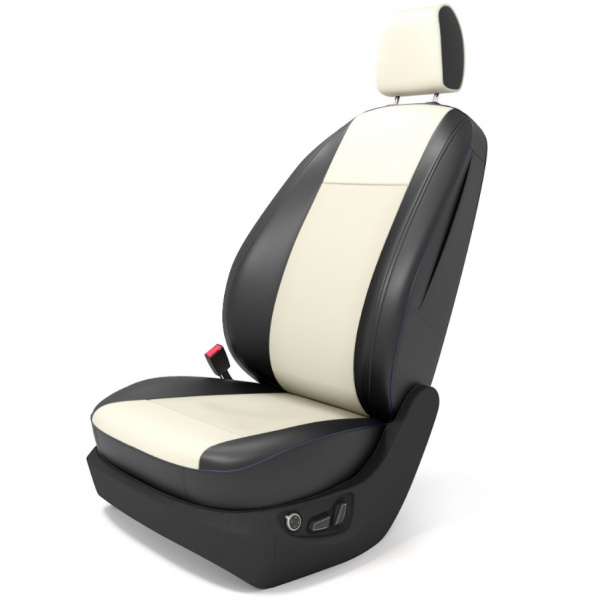 Чехлы для сидений для Datsun mi-DO (2015-2020) белая экокожа и черный бок BM E32-E03-E01-99-1-1-156-12 - Фото 1