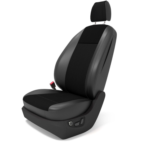 Чехлы на сиденья Mazda CX-5 (2011-2015) (Direct/Drive) черная экокожа и автовелюр BM J30-E03-E01-99-1-0-390-30 - Фото 1