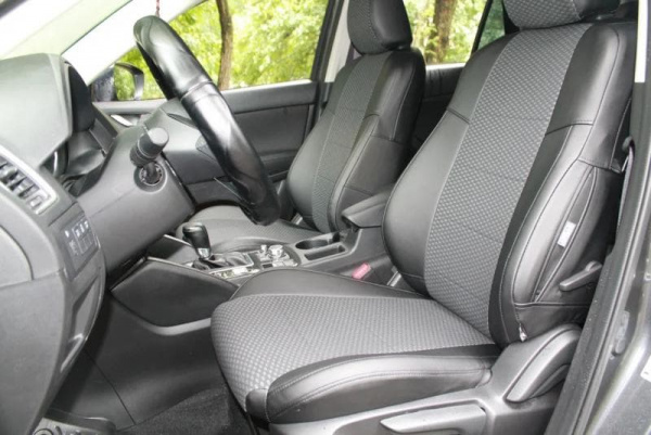 Чехлы для сидений для Mitsubishi Lancer X (2007-2010) (Седан) серый велюр с экокожей BM T08-E03-E01-99-1-1-418-40 - Фото 1