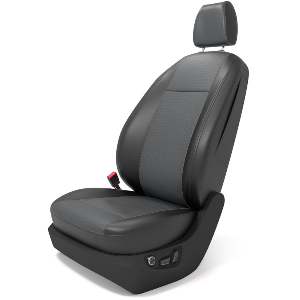 Чехлы на сиденья Hyundai Sonata 7 (LF) (2014-2019) серая перфорация и черная экокожа BM P23-E03-E01-99-1-0-288-00 - Фото 1
