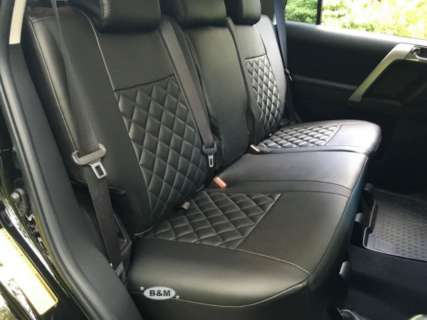 Чехлы для сидений Nissan X-Trail 3 Рестайл (2017-нв) чёрная перфорированная экокожа + ромб Romb P03-E03-E01-11-470-10 - Фото 4