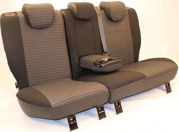 Чехлы для задних сидений Мазда 6 II (GH) (2007-2009) + Рестайлинг (2009-2013) серый жаккард и черный велюр BM BACKJ07T17W07991038451 - Фото 1