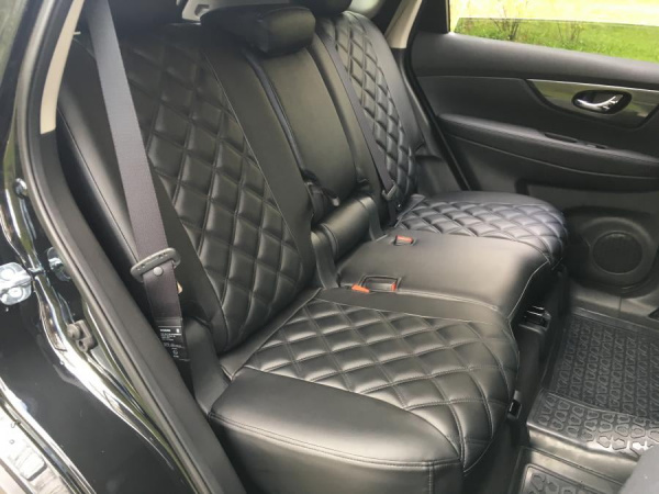 Чехлы для сидений Nissan Note (2005-2016) чёрная экокожа Full Double Romb E03-E03-E01-44-440-20 - Фото 4