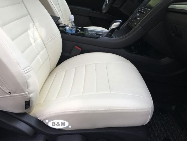 Чехлы для сидений Volkswagen Tiguan 2 (2016-нв) (comfortline и highline и GO) белая/молочная экокожа BM E15-E15-E13-13-1-0-654-10 - Фото 3