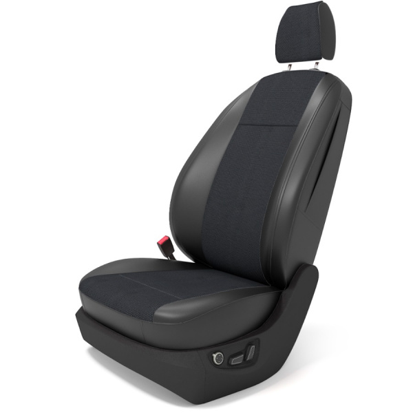 Чехлы на сиденья Nissan Almera 3 (G15) (2012-2018) (Седан) экокожа и жаккард BM J15-E03-E01-99-1-1-434-50 - Фото 1