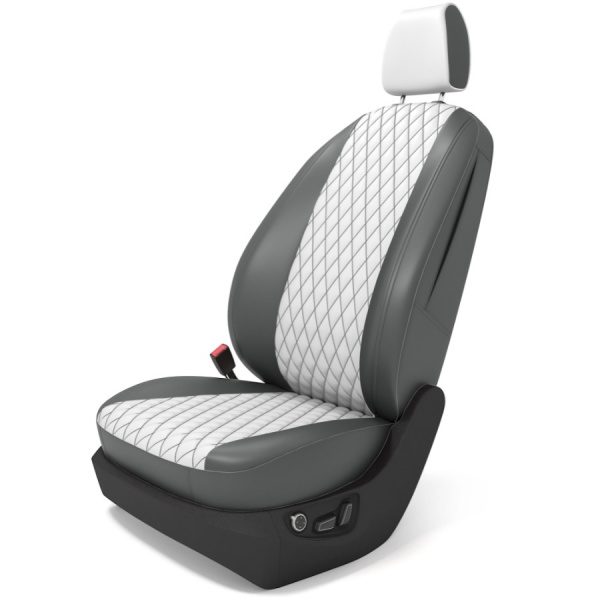 Чехлы на сиденья Chevrolet Lacetti Седан (Comfort, Optimum) белая экокожа ромб алмаз BM E32-E23-E21-45-1-1-122-15 - Фото 1