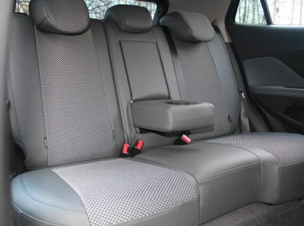 Авточехол для Datsun mi-DO (2015-2020) серый велюр с экокожей BM T08-E23-E21-99-1-1-156-12 - Фото 2