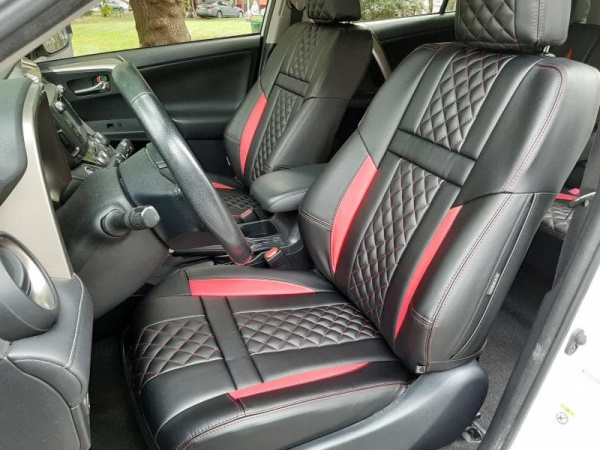 Чехлы для сидений Toyota RAV4 (2012–2019) экокожа MAXIMUM (вариант №2) - Фото 1