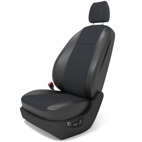 Чехлы на сиденья Nissan X-Trail Т32 (2013-2019) велюр + черная экокожа BM T03-E03-E01-99-1-0-470-50 - Фото 1