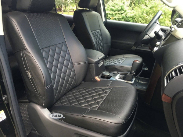 Чехлы для сидений для Mitsubishi Outlander 3 (2012-2015) чёрная экокожа Romb BM E03-E03-E01-11-1-0-426-10 - Фото 2