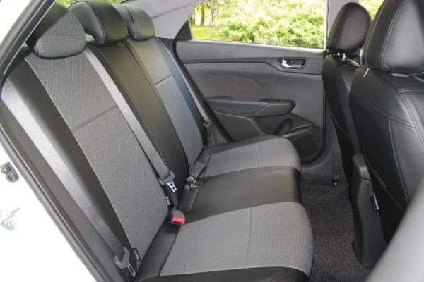 Чехлы для сидений Hyundai Solaris (2010-2017) чёрная экокожа (седан Optima/Comfort/Famile) BM Full Double Romb E03-E03-E01-44-276-52 - Фото 7