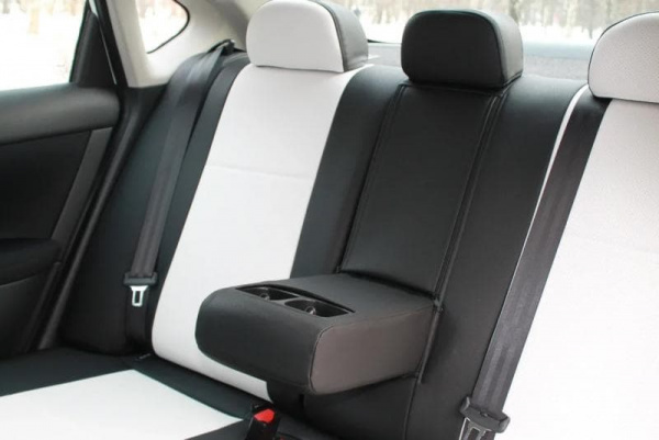 Чехлы на сиденья Ford S-MAX (2006-2010) ( Core) белая экокожа и черный бок BM E32-E03-E01-99-1-1-206-00 - Фото 4