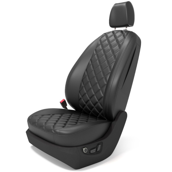 Чехлы для сидений Hyundai Getz (2002-2011) чёрная экокожа (компл. GL) BM Full Double Romb E03-E03-E01-44-250-11 - Фото 1