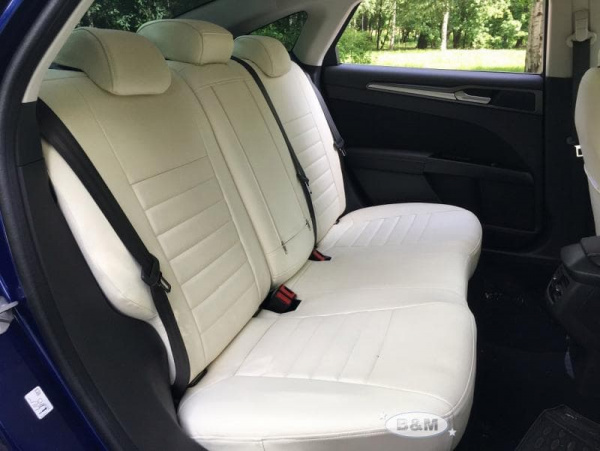 Чехлы для сидений Volkswagen Tiguan 2 (2016-нв) (comfortline и highline и GO) белая/молочная экокожа BM E15-E15-E13-13-1-0-654-10 - Фото 6