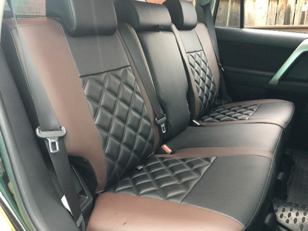 Чехлы на сиденья Toyota Land Cruiser Prado 150 черная экокожа и автовелюр BM J30-E03-E01-99-1-0-622-10 - Фото 3